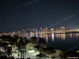 Harbor Skyline at Night – Downtown San Diego skyline across the bay at night.