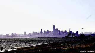 San Francisco Silhouette – San Francisco skyline silhouetted across the Bay from the East Bay shore.