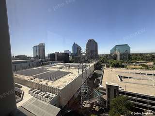 Downtown Sacramento from a Rooftop – Downtown Sacramento towers on a clear day from a high window. May 14, 2025. John England.